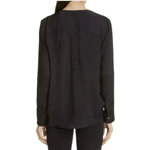 Rails Hillary Black‎ Snake Jacquard Wrap Blouse Top Size L - Picture 4 of 15